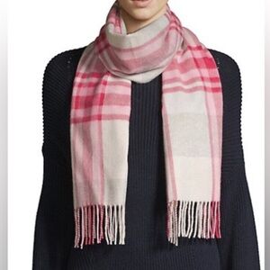 NEW Louisa Perini Cashmere Scarf NWT Pink Plaid